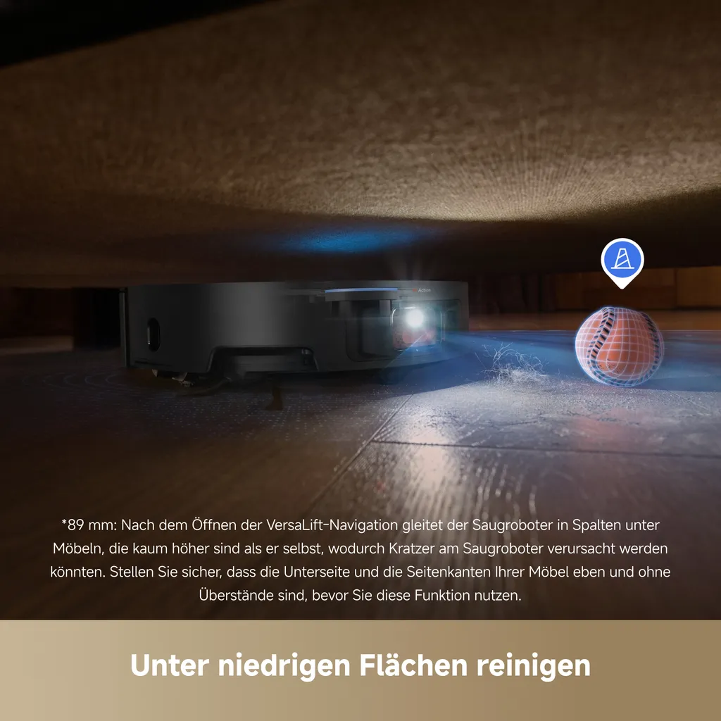 DREAME X50 Master Staubsaugerroboter mit 24,9cm Basisstation,Automatisches Nachfüllen&Entleeren,Nachlaufsystem,AI Hindernisvermeidung,20000Pa, Schwarz – Bild 5