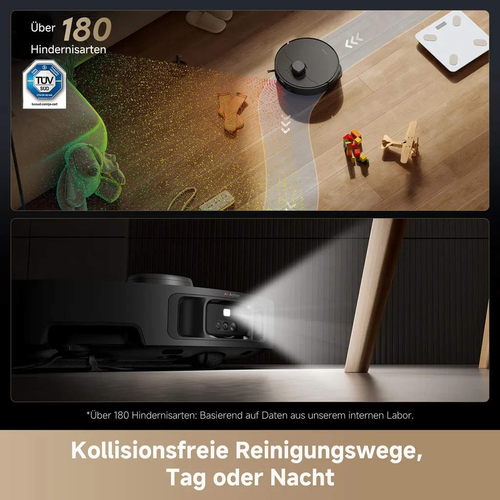 Dreame L40s Pro Ultra Staubsauger Roboter, selbstreinigende Ausfahrbare Wischmopps,19000Pa Saugkraft,Detangling DuoBrush,Hindernisvermeidung, Schwarz – Image 7