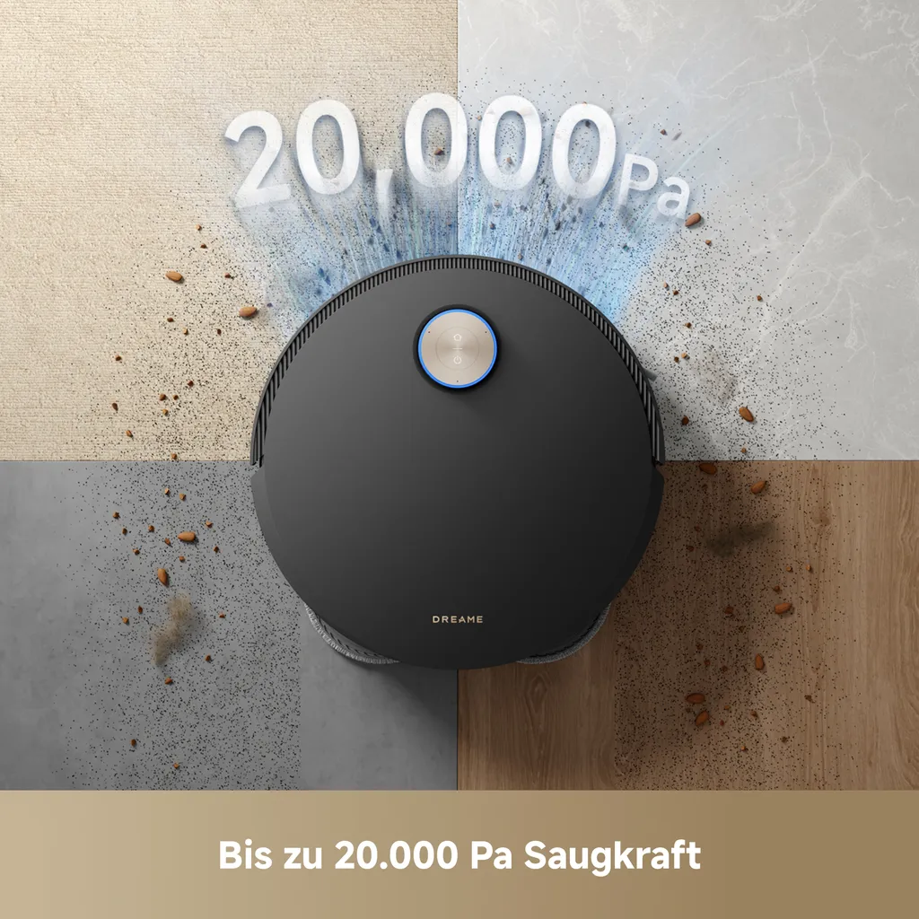 DREAME X50 Master Staubsaugerroboter mit 24,9cm Basisstation,Automatisches Nachfüllen&Entleeren,Nachlaufsystem,AI Hindernisvermeidung,20000Pa, Schwarz – Bild 4