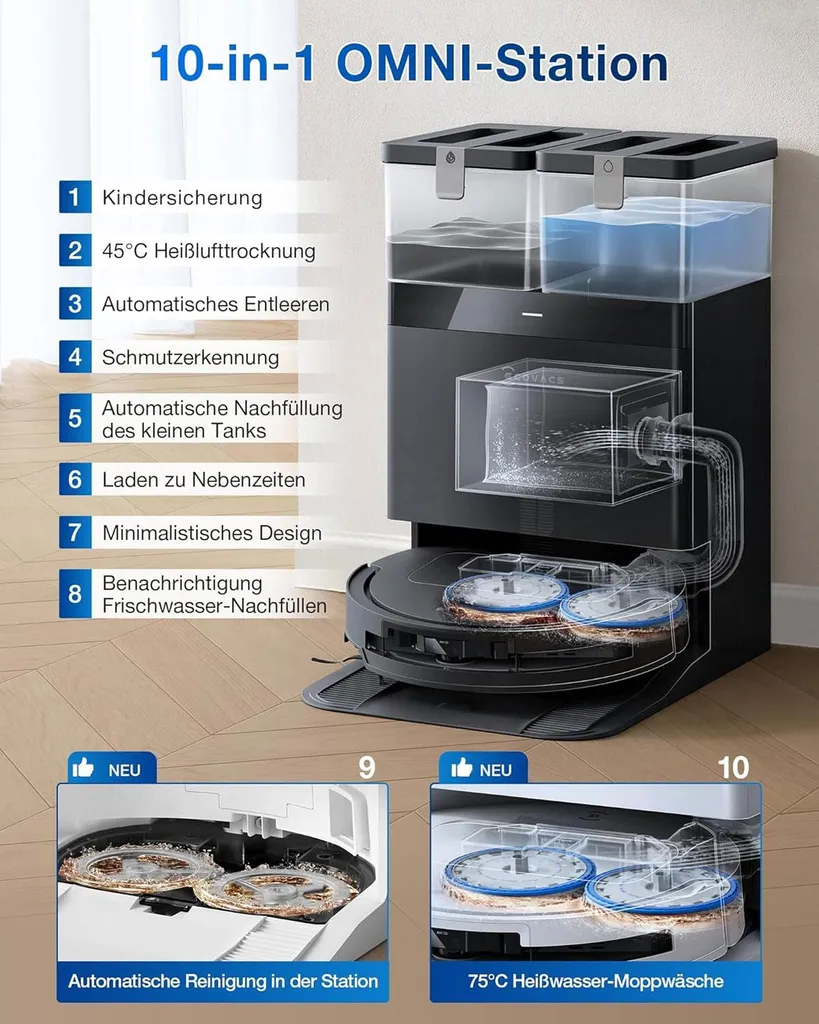 Deebot T50 Omni Black Gen2 Saugroboter mit Wischfunktion – Bild 4