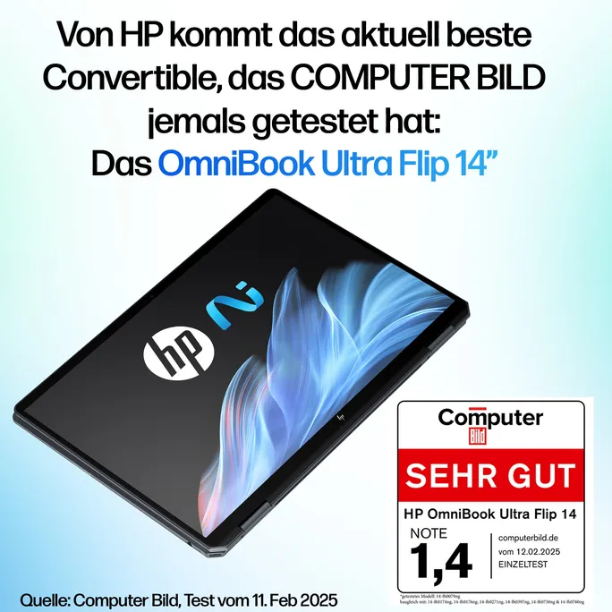 HP OmniBook Ultra Flip 14" 2,8k OLED Touch Core Ultra 7 258V 32GB/2TB SSD Windows 11 Home - 14-fh0079ng inkl. HDMI Adapter & Pen Copilot+PC – Bild 2