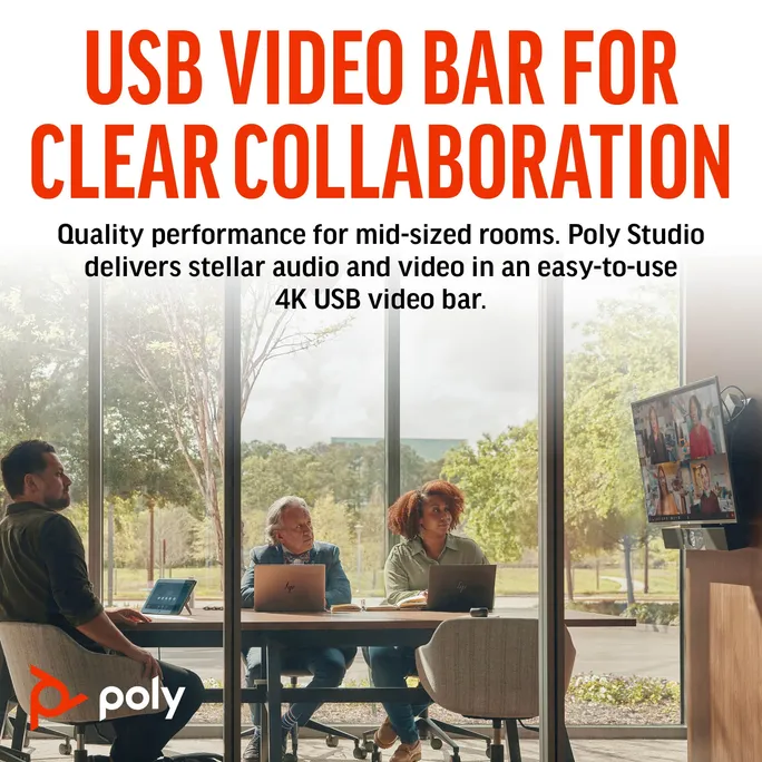 Poly Studio USB-Video-Bar - Passend für Huddle- und mittelgroße Meetingräume – Bild 4