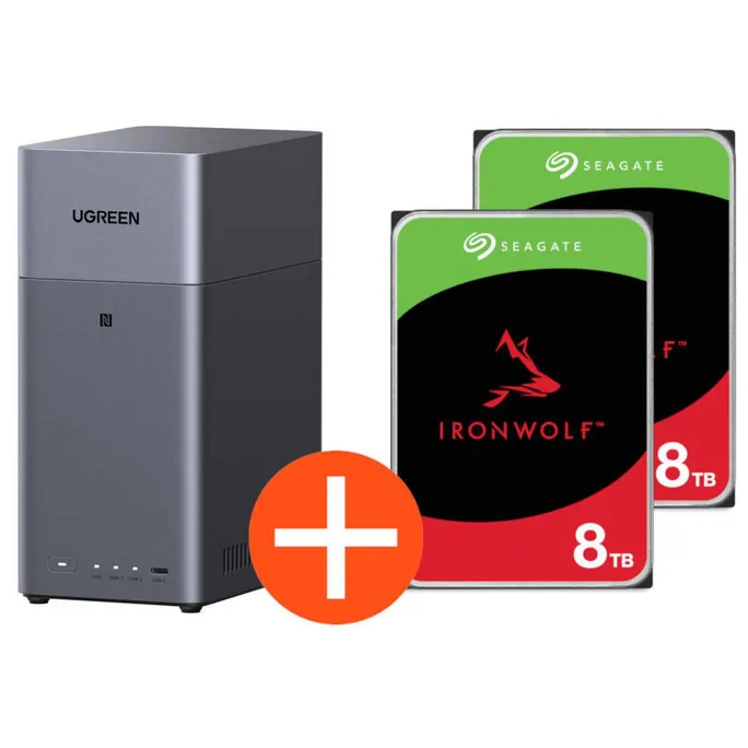 UGREEN NASync DH2300 NAS System 2-Bay 16TB inkl. 2x Seagate IronWolf ST8000VN002 8TB