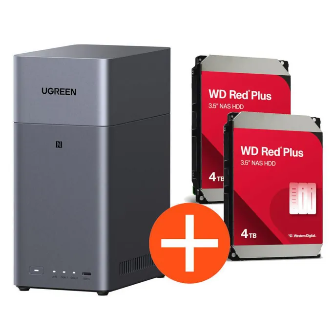 UGREEN NASync DH2300 NAS System 2-Bay 8TB inkl. 2x WD WD40EFZZ NAS HDD – 4 TB