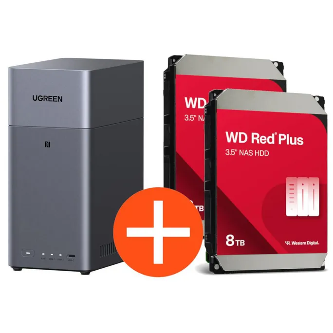 UGREEN NASync DH2300 NAS System 2-Bay 16TB inkl. 2x WD WD80EFPX NAS HDD – 8 TB