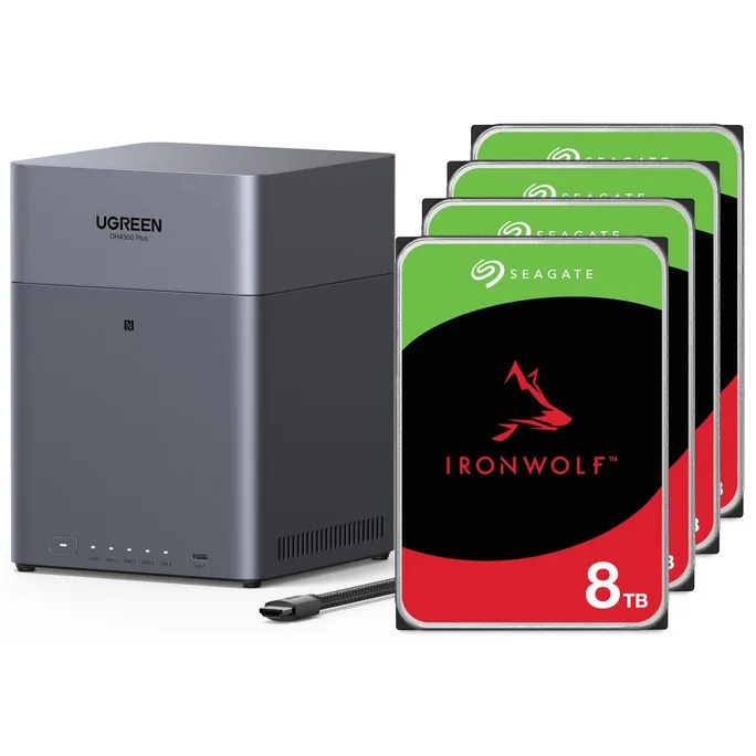 UGREEN NASync DH4300 Plus NAS System 4-Bay 32TB inkl. 4x Seagate IronWolf ST8000VN002 8 TB
