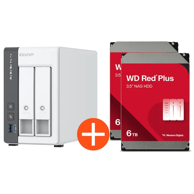 QNAP TS-216G NAS System 2-Bay 12TB inkl. 2x 6TB WD Red Plus WD60EFPX