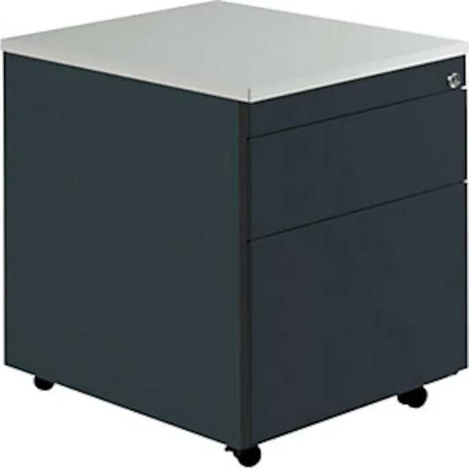 Schubladencontainer m. Rollen, 579×600, 1 Schub, 1 Hängereg., anthrazit/lichtgr
