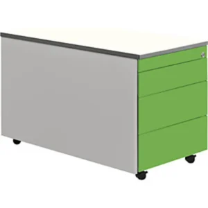 Schubladencont. m.Rollen, 529×800, Kunststoffpl., 3 Schubl. alu/gelbgrün/weiß