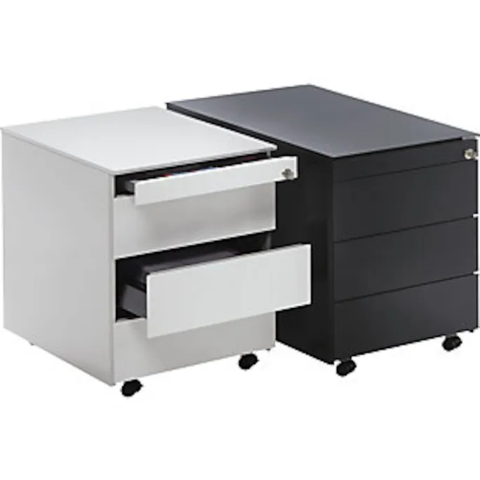 Schubladencontainer mit Rollen, 570x600, Stahlpl., 3 Schubl. weiß/alu – Bild 2