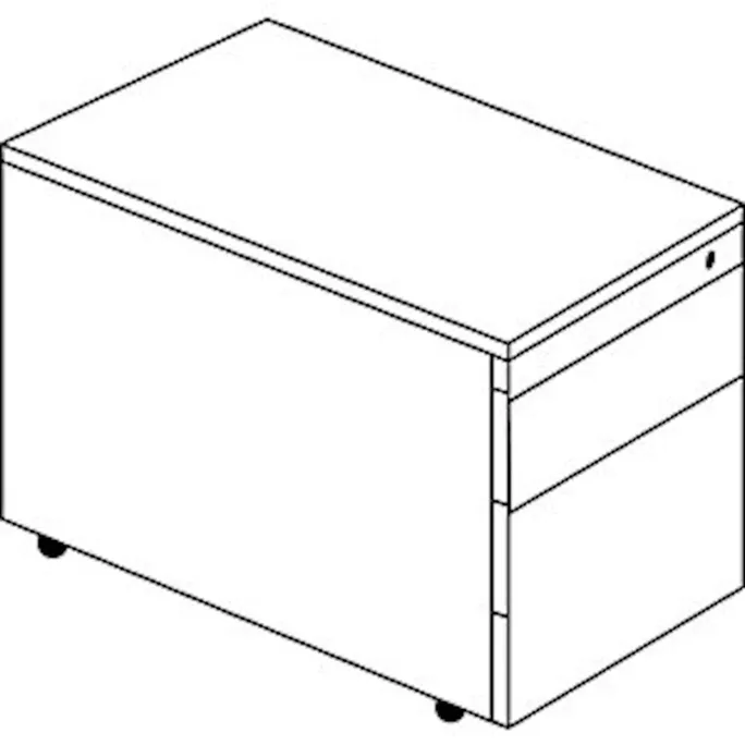 Schubladencontainer m. Rollen, 570x600mm, 1 Materialschub, 1 Hängereg., weiß/rot – Image 2