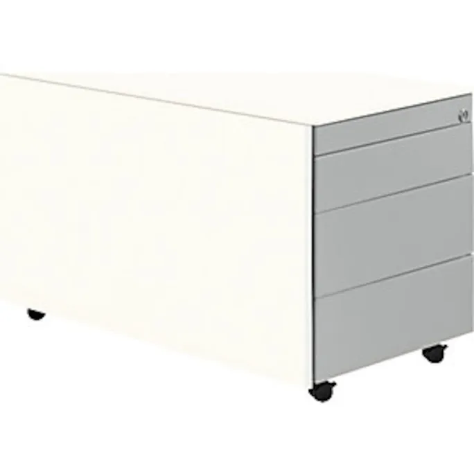 Schubladencontainer m. Rollen, 520×800, Stahlpl., 3 Schübe, weiß/alu