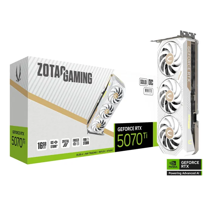 ZOTAC GAMING GeForce RTX 5070 Ti SOLID CORE OC White 16GB GDDR7 Grafikkarte 3x DP, 1x HDMI