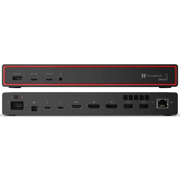 Lenovo ThinkPad Thunderbolt 5 Smart Dock 7500 – 8K/60Hz, 4K/240Hz, 2x DP, 1x HDMI, 2x TB5, 3x USB-A (10Gbps) 2x USB-C, 2.5 Gbit-LAN, 180W PD 3.1, 265W Netzteil