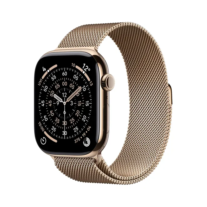 Apple Watch Series 11 GPS + Cellular 46mm Gold Titanium Gehäuse mit Gold Milanese Loop – M/L